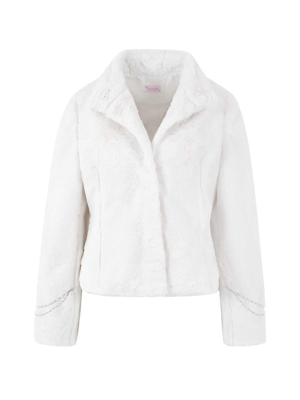 [Yusuki] Fur Jacket with Chains (White)